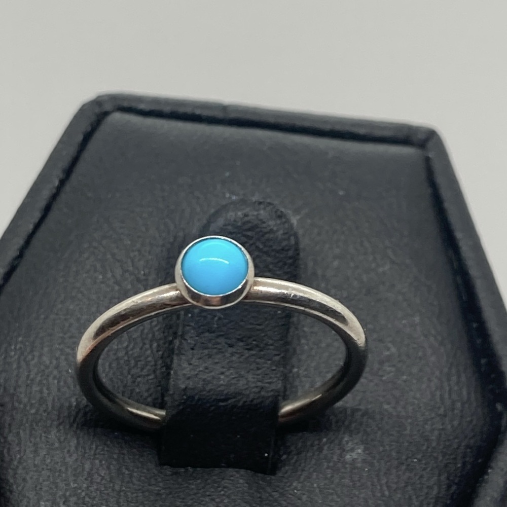 Vtg Navajo 925 Sterling Silver & Turqouise Cabochon Stone Ring Sz 4.75